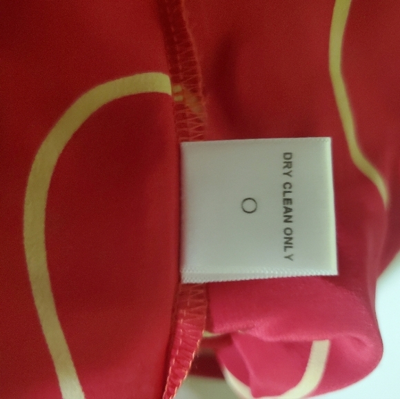 Twelfth Street By Cynthia Vincent Silk Red and Yellow Abstract Dress.  Size M - Picture 7 of 7